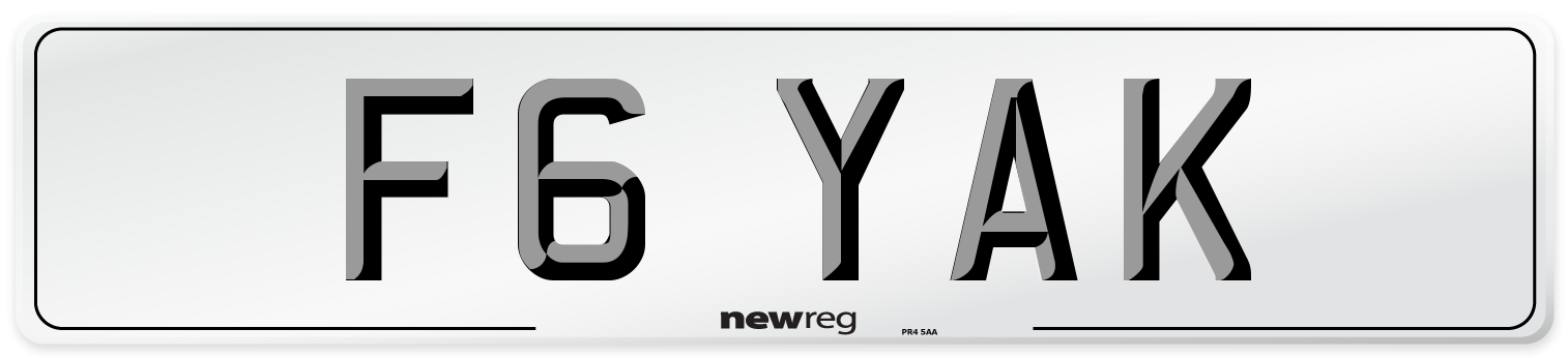F6 YAK Number Plate from New Reg